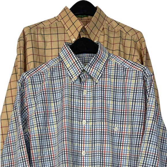 [LOT OF 2] Orvis Plaid Button Down Cotton Long Sleeve Mens M Multi Blue - Picture 1 of 10